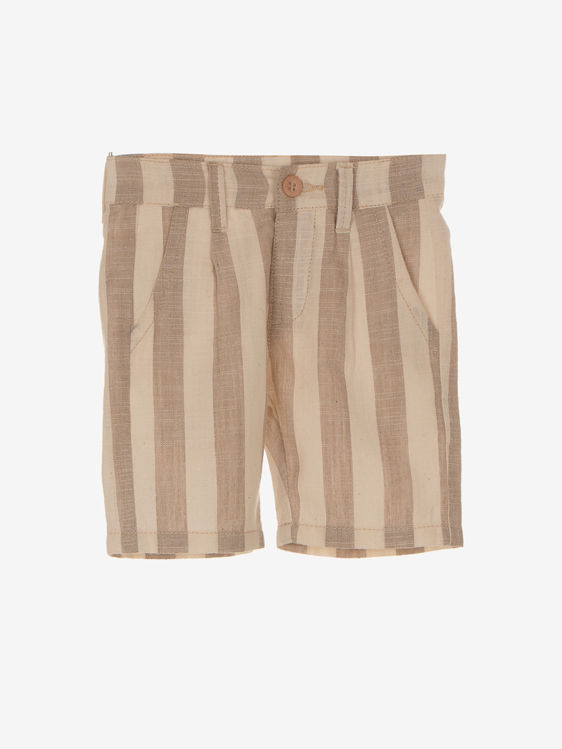 Picture of YX2112 -Boys Shorts In Linen And Cotton NAVY / BEIGE
